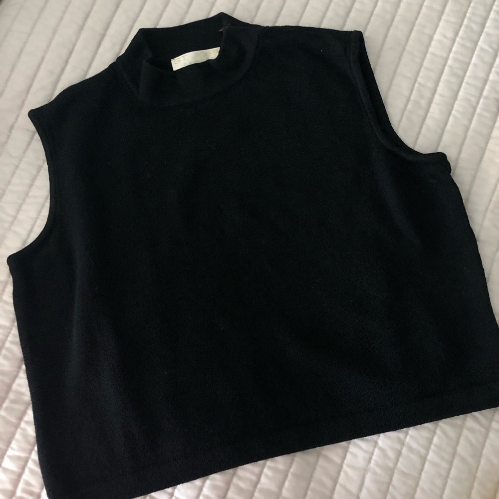 St John Basics Black boxy top crop sleeveless women’s medium vintage USA